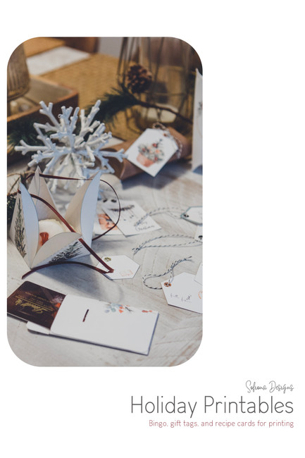 Printable items with holiday images from Sofiona Designs.