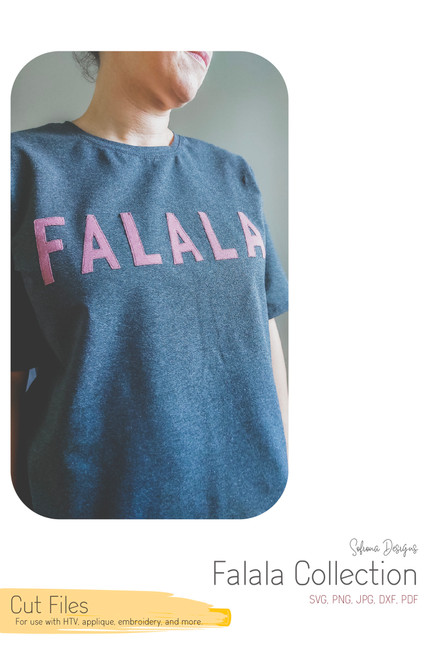 The Falala collection cut files used as applique on the Miss Dusk shirt.