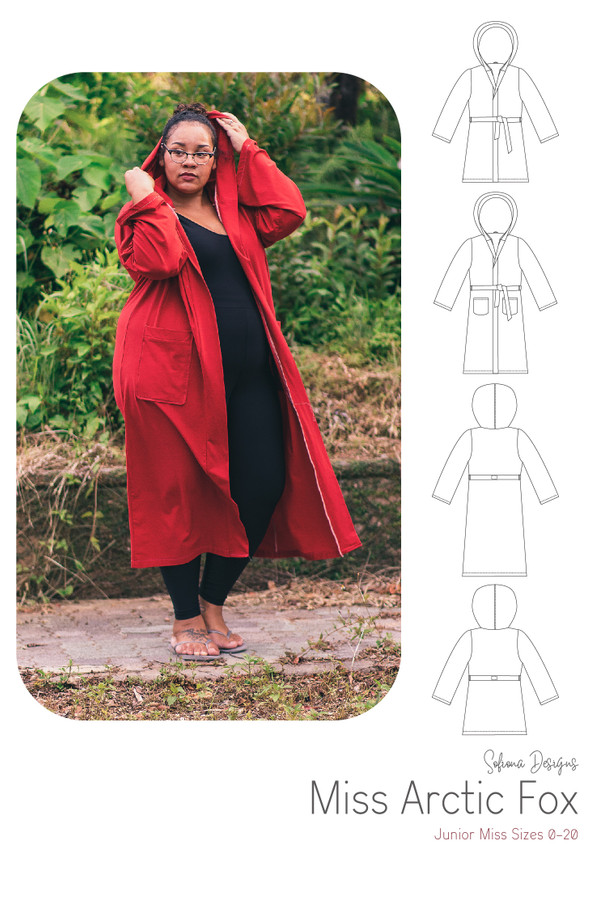 Full length robe with hood and pockets by Sofiona Designs.