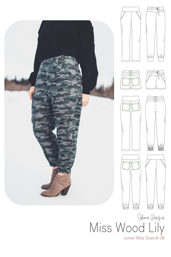 Camo high waisted pants with elastic cuffs