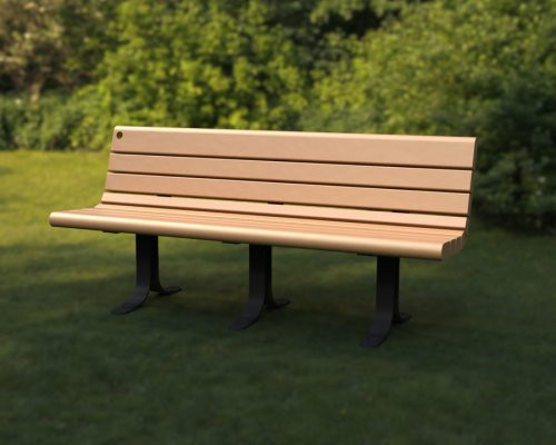 6' Nicolet Bench with Backrest and Curved Legs - Steel Structure with Avantage+ slats