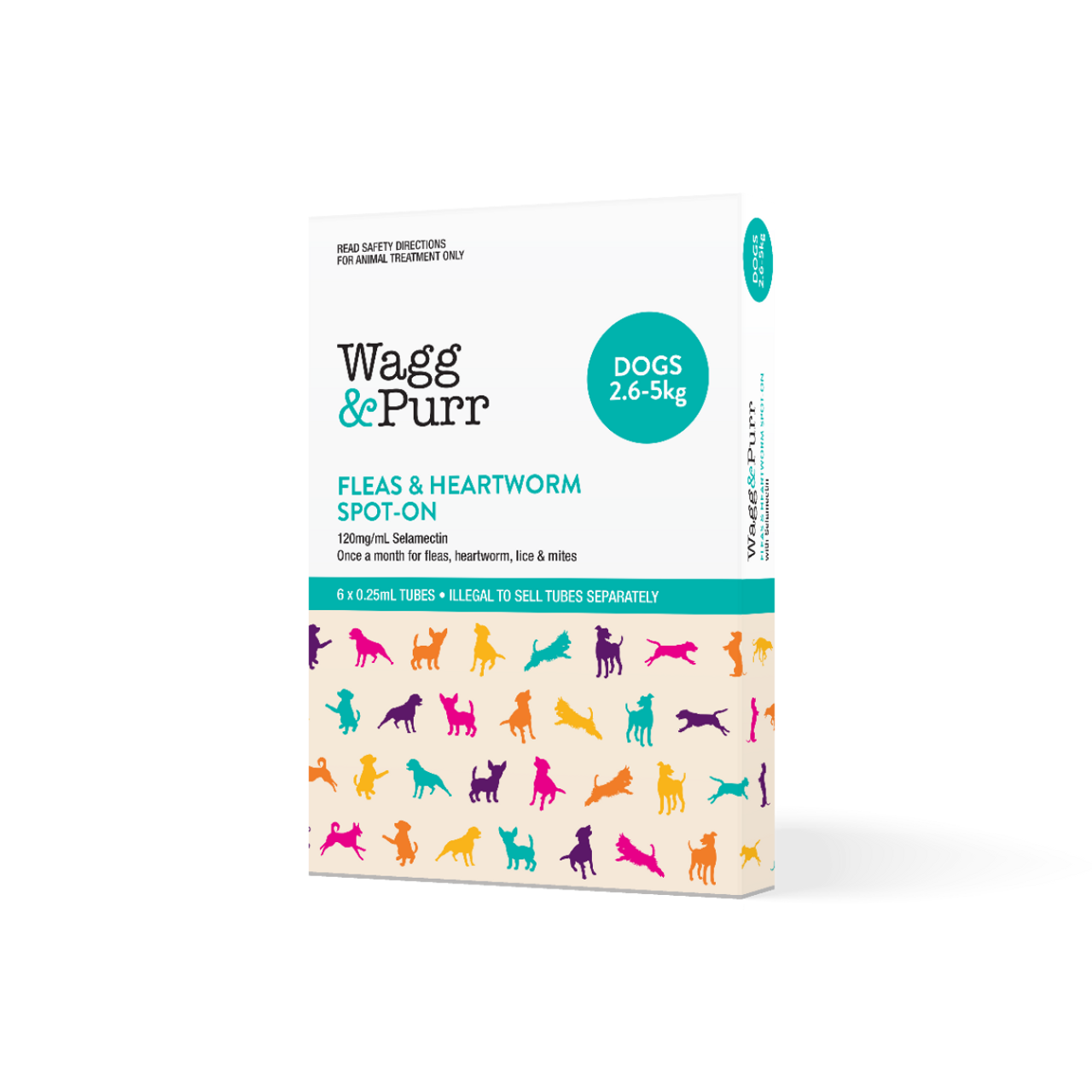Wagg & Purr Selamectin Flea & Heartworm Spot On Treatment For Dogs Weighing 2.6-5kg 6 Pack | UnitedPetWorld.Com