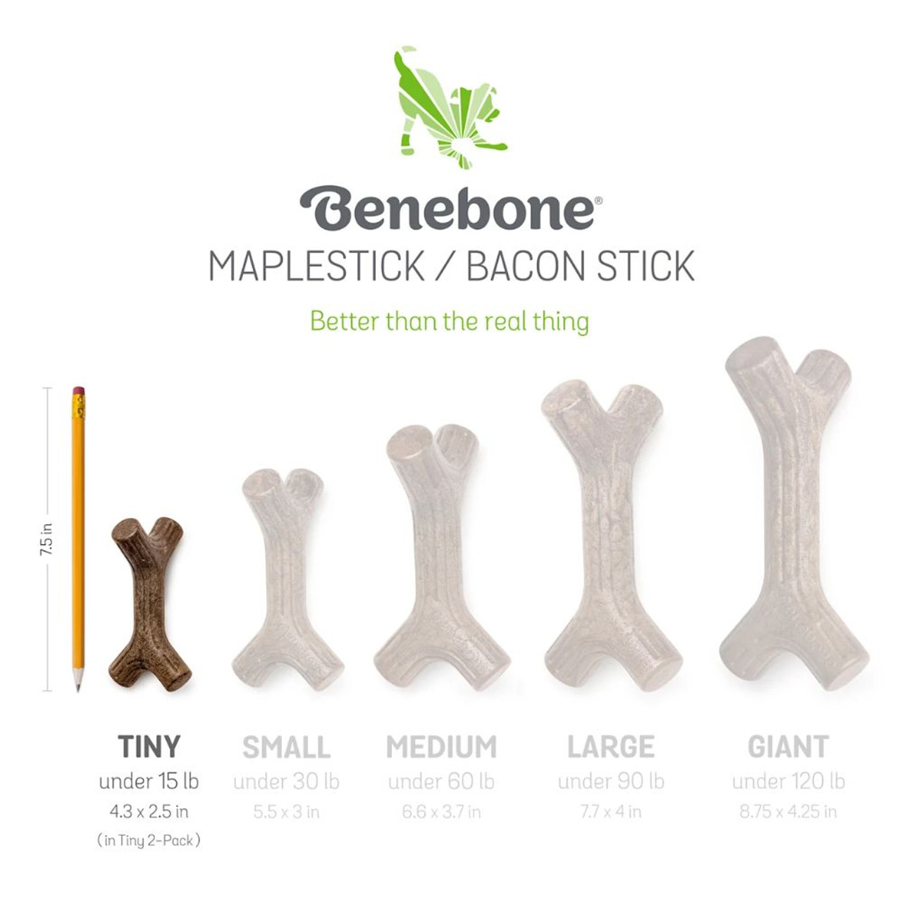 Benebone Puppy 2-Pack Maplestick/Zaggler Bacon Tiny Dog Chew Toy | Unitedpetworld.Com