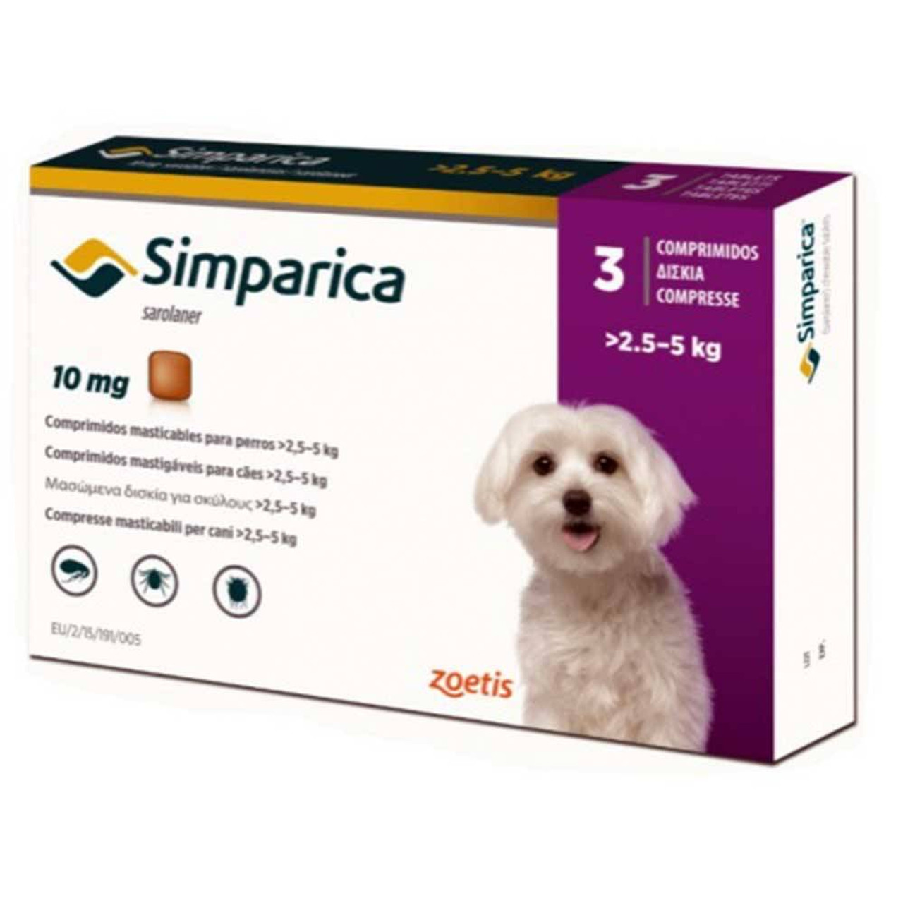 Simparica Chewables Flea & Tick Oral Treatment For Dogs Weighing 2.5-5 kg (06-11 lbs) | UnitedPetWorld.Com