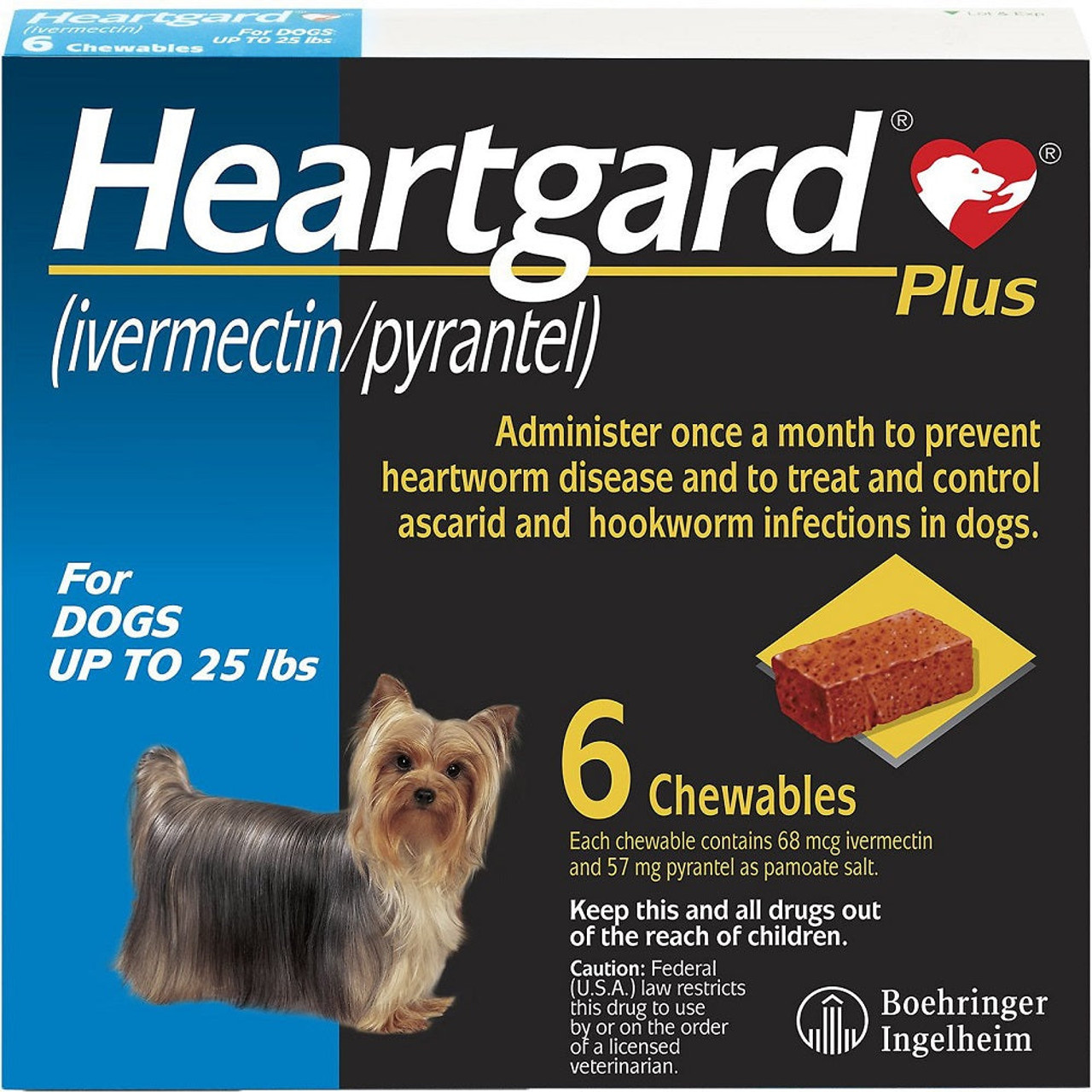 Heartgard Plus (Blue) Chewables for Dogs up to 25lbs(11kg), 6 Pack  | Unitedpetworld.Com