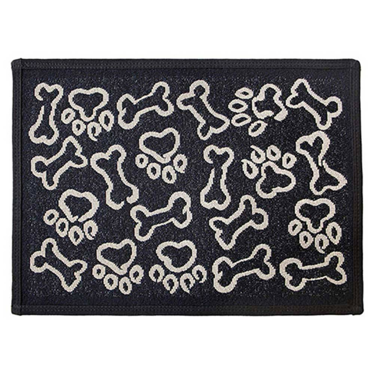 PB Paws & Co. Pet Collection Tapestry Pet Mats, To The World Pattern (Black) | Unitedpetworld.Com