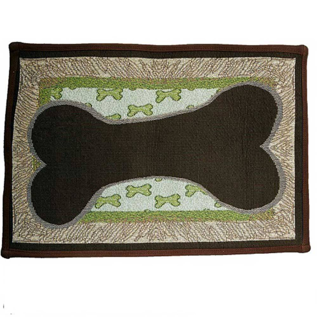 PB Paws & Co. Pet Collection Tapestry Pet Mats Sketch Leaf/Pesto Pattern | Unitedpetworld.Com