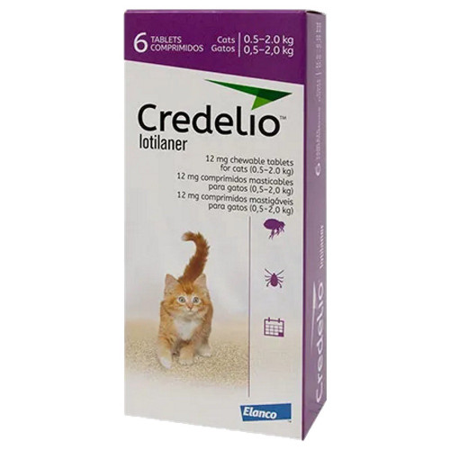 Credelio 12mg Chewable Flea & Tick for Cats Weighing 0.5 - 2kg, 6 Pack | Unitedpetworld.