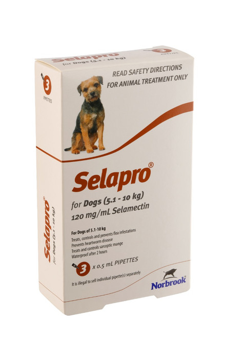 Selapro Flea & Heartworm Spot On Treatment For Dog Weighing  5.1-10kg 3 Pack | UnitedPetWorld.Com