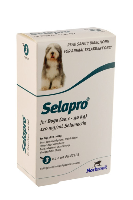 Selapro Flea & Heartworm Spot On Treatment For Dog Weighing  20.1-40kg 3 Pack | UnitedPetWorld.Com