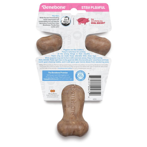 Benebone Puppy Wishbone Bacon Dog Chew Toy | Unitedpetworld.Com