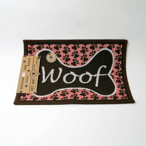 PB Paws & Co. Tapestry Pet Mats, Woof Pattern Sorbet | Unitedpetworld.Com