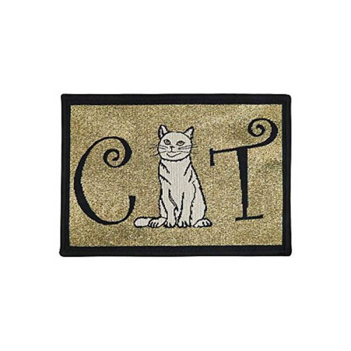 PB Paws & Co. Pet Collection Tapestry Pet Mats, Cat Person Pattern ( Black) | Unitedpetworld.Com