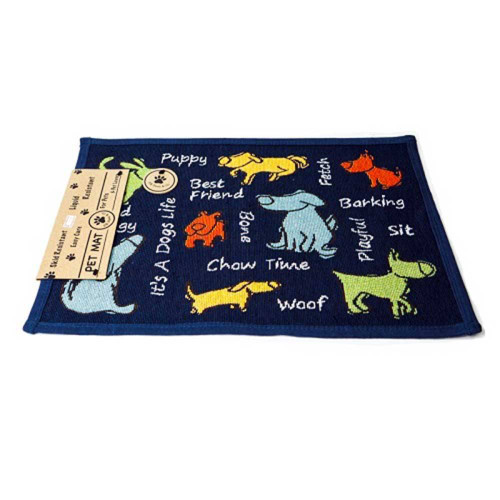 PB Paws & Co. Pet Collection Tapestry Pet Mats, Dog Show Pattern (Navy) | Unitedpetworld.Com