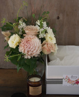 Small Jar of Mixed Blooms and Candle