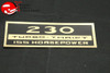 Chevy 230 Turbo Thrift 155 Horsepower Valve Cover Decal
