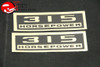 Chevy 315 Horsepower Black & Gold Valve Cover Decals Pair