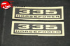 Chevy 335 Horsepower Black & Gold Valve Cover Decals Pair