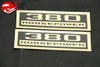 Chevy 380 Horsepower Valve Cover Decals Black/Gold Pair