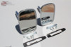 Pair Chevy Rectangle Ribbed Base Outside Rearview Door Mounted Mirrors Set New
