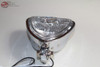 Triangle Headlight Lamp Chrome Flat Back Custom Motorcycle Chopper Bobber Harley