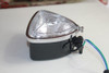 Triangle Headlamp Light Black Round Back Custom Motorcycle Chopper Bobber Harley