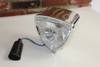 Triange Headlamp Light Chrome Round Back Custom Motorcycle Chopper Bobber Harley