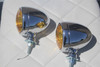 Vintage Style Fog Light Lamps Tear Drop 12 Volt Chrome Amber Hot Rod Truck Pair