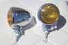 Vintage Style Fog Light Lamps Tear Drop 12 Volt Chrome Amber Hot Rod Truck Pair