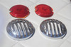 33-36 Ford Tail Light Lamp Lenses W Custom Chrome Grill Bezels Hot Rod Set Of 4