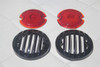 33-36 Ford Tail Light Lamp Lenses W Custom Black Grill Bezels Hot Rod Set Of 4