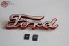 1940 Ford  Ford Deluxe Script Side Hood Emblems Chrome Badge Red Accent