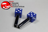 Blue Dice White Dots Door Lock Latch Knobs Custom Truck Hot Rat Street Rod Pair