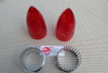 59 Cadillac Red Tail Light Lenses Chome Crown Bezels Custom Harley Car Hot Rod