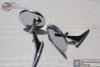 66-68 Chevy Bowtie Logo Outside Door Mounted Rear View Mirror Ribbed Base Pair