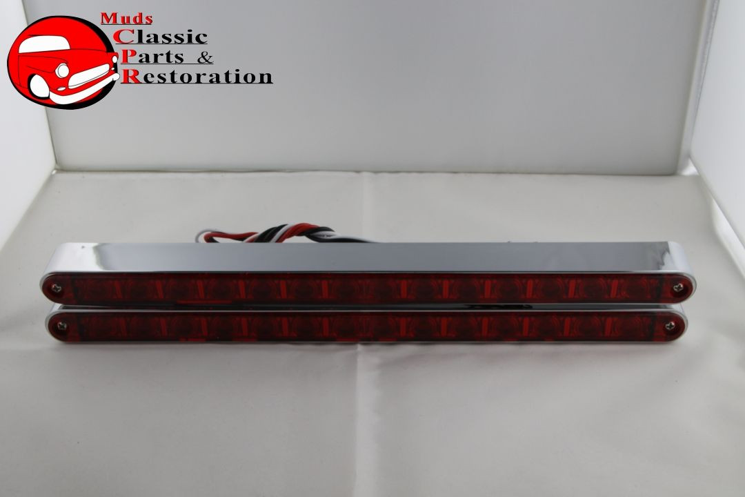 Custom Car Rear Light Bar Chrome Bezel Red Led Stop Turn Tail Light Bars Custom Truck Hot Rat Rod 12