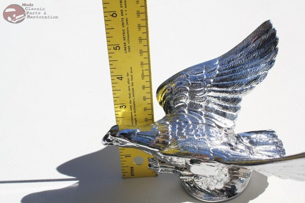 Chrome Flying Eagle Hood Ornament With Lighted Eyes – Custom For Chevy Trucks, Hot Rods, Rat Rods