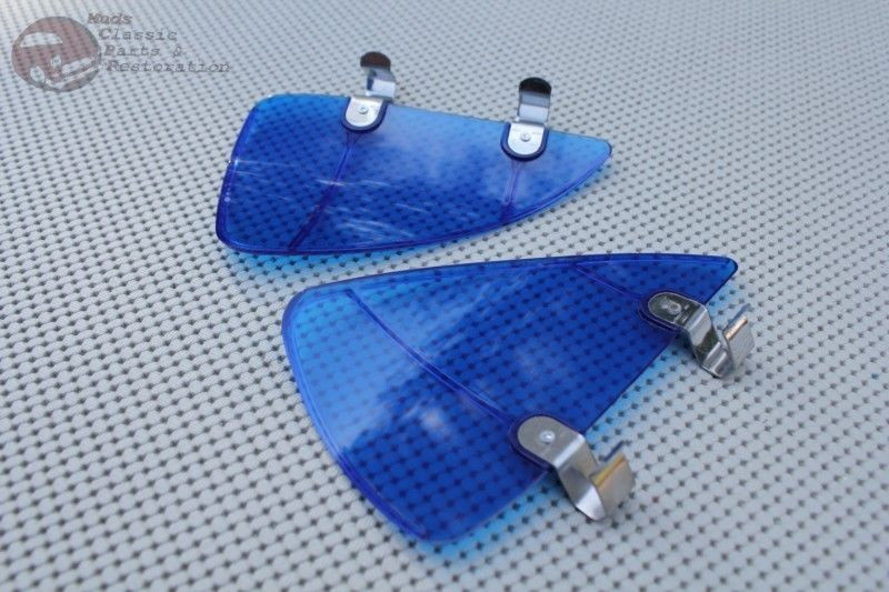 Custom Vintage Style Car Vent Wing Window Blue Air Breeze Wind Deflectors Muds Classic Parts