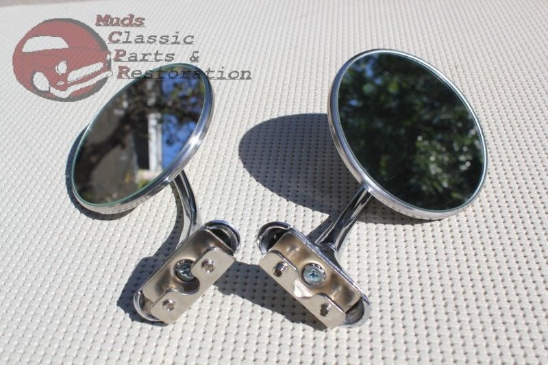 Hot Rat Street Rod Custom Long Curved Arm Vintage Outside Rectangle Peep Mirrors - Foto 9