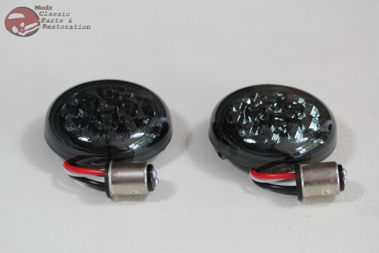 Harley Davidson Turn Direction Signal Lenses 15 Led Smoked Out 1157 Custom 2 3/8 Muds Classic