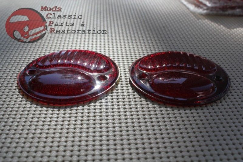 Vintage Style Red Glass Tail Light Lens For Hot Rod Motorcycles & Bobber Bikes - Harley Custom