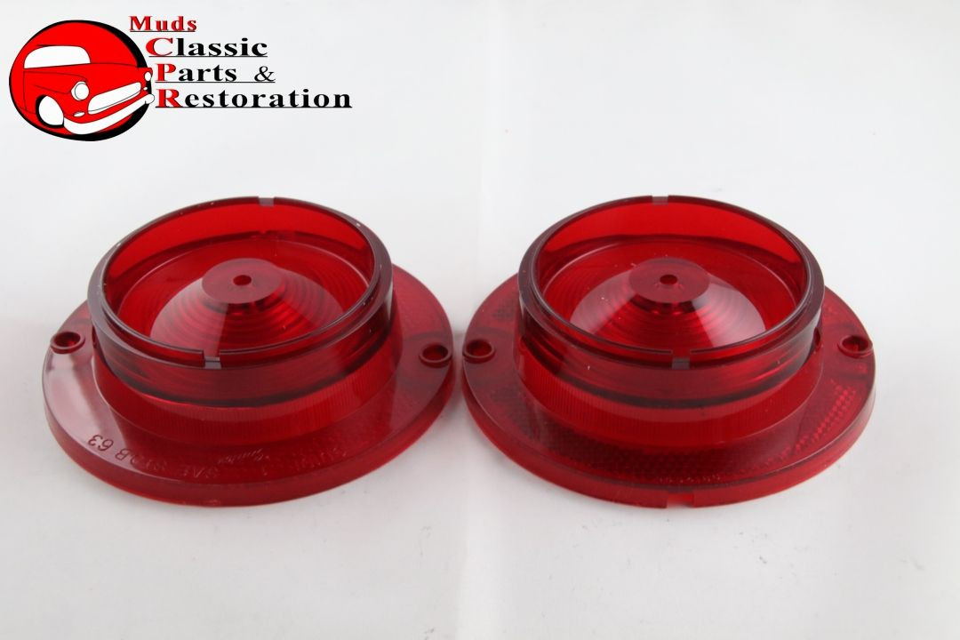 Brand New 1963 Chevy Impala Rear Tail Light Lenses With Guide Script - Red Plastic, Fits 2/4 Door & Convertible 13 thumbnail image