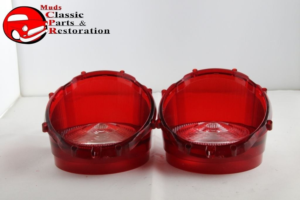 Brand New 1963 Chevy Impala Rear Tail Light Lenses With Guide Script - Red Plastic, Fits 2/4 Door & Convertible 10 thumbnail image