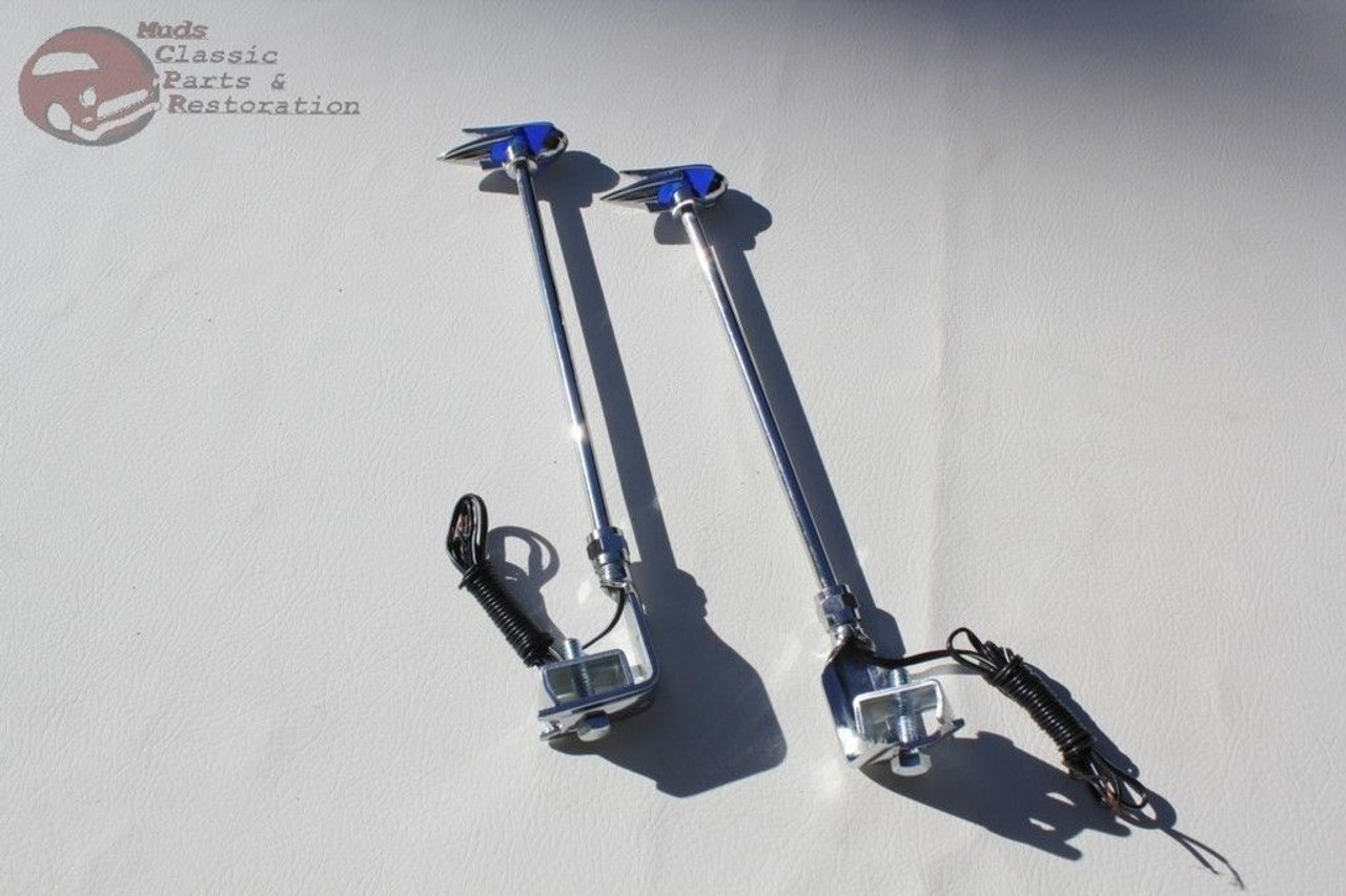 Blue Led Lighted Front Fender Guides Custom Car Truck Vintage Style Art