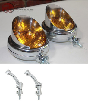 Amber 5" 12 Volt Mounted Visor Fog Light Lamps & Brackets Custom Truck Hot Rat Street Rod