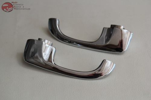 Chevelle El Camino Outside Exterior Chrome Door Handles Pair No Push Buttons New