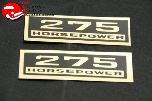 Chevy 275 Horsepower Valve Cover Decals Black & Gold Pair