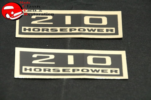 Chevy 210 Horsepower Black & Gold Valve Cover Decals Pair