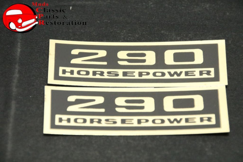 Chevy 290 Horsepower Black & Gold Valve Cover Decals Pair