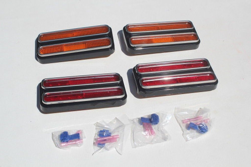 Chevy Gmc Pickup Truck Front Rear Led Side Marker Lamp Set Amber Red Chrome Trim